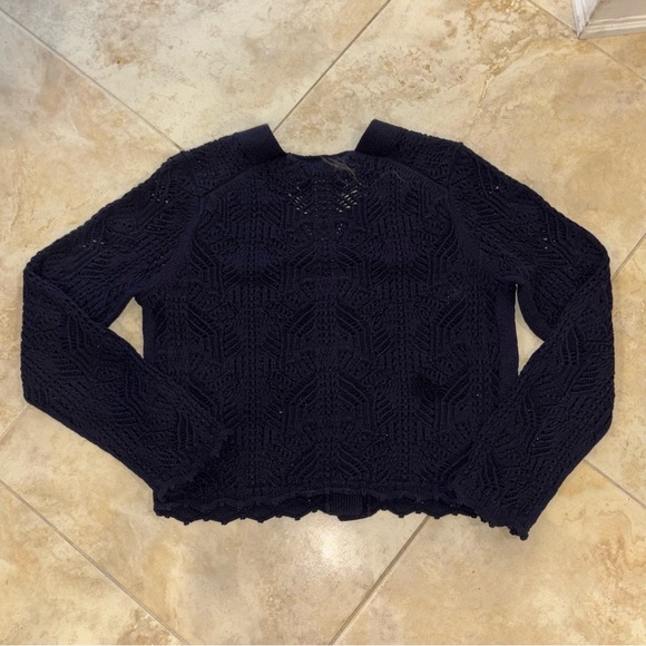 Vince Open Stitch Cardigan in Coastal Blue - Picture 6 of 7